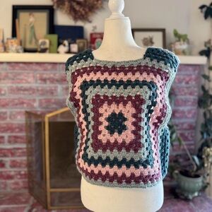 Crochet Granny Square Vest in Succulent Colors